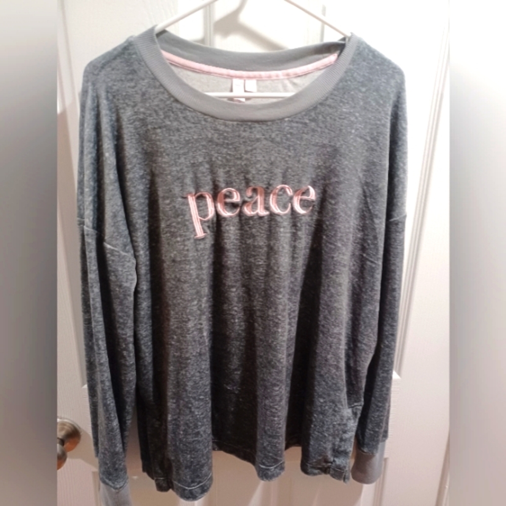 Cozy Grey Velvet Swearshirt Loungewear